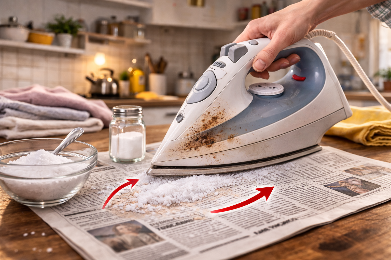 čiščenje zažganega likalnika doma