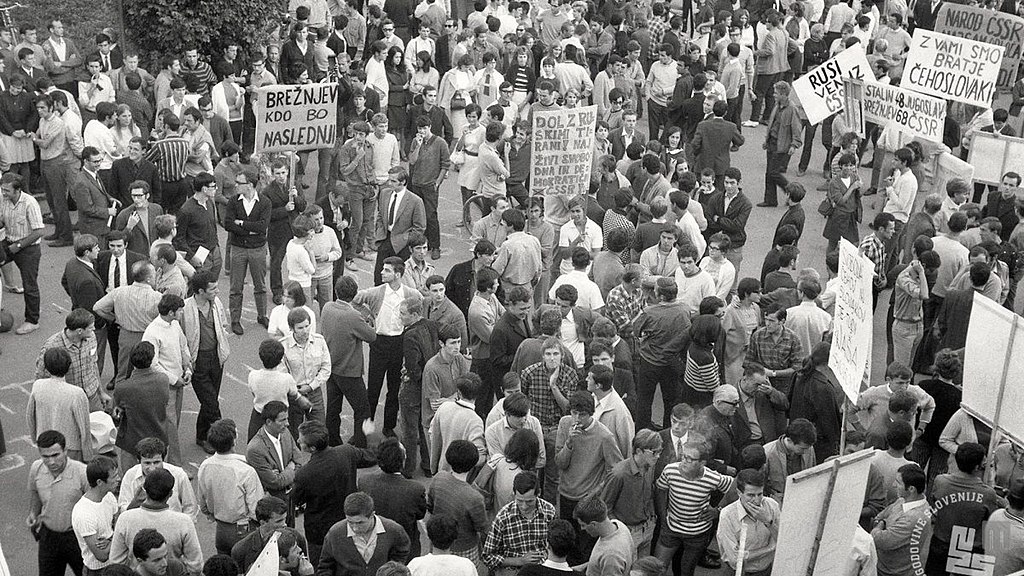 Protesti študentov ob dogodkih na Češkoslovaškem, Ljubljana, 1968 - Foto: Wikimedia / Javna domena