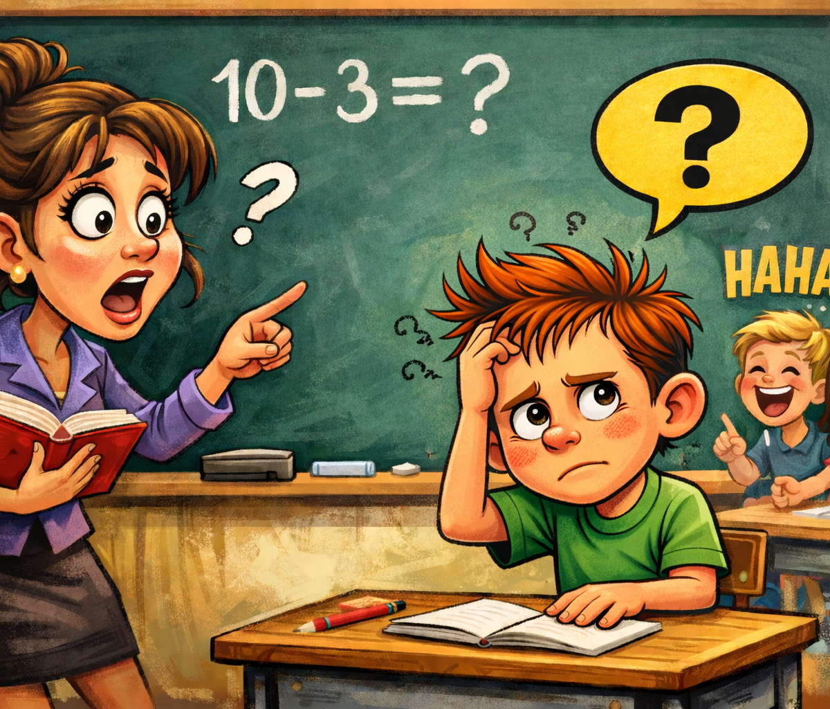 Učiteljica in Janezek - Ilustracija