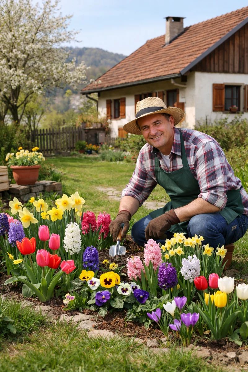 Prve spomladanske cvetlice na domačem vrtu