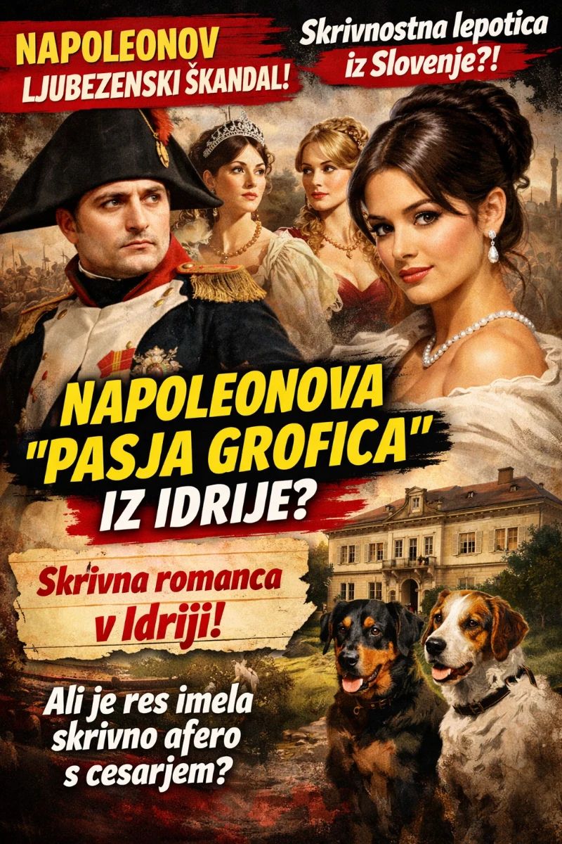 Napoleon Bonaparte in zgodba o njegovih ljubeznih, vključno z Maria Walewska ter skrivnostno legendo iz Idrija. - ilustrativna slika