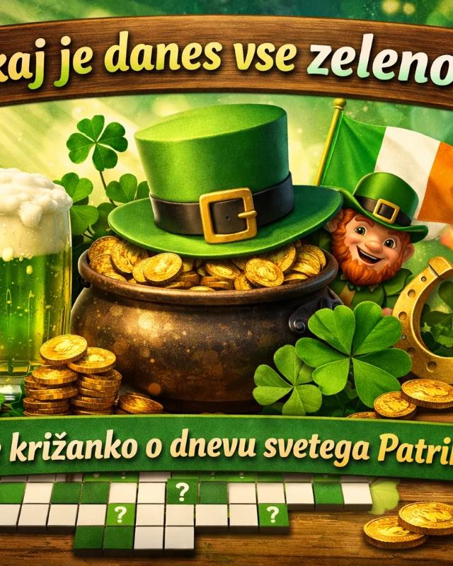 SPLETNA KRIŽANKA: Zakaj je danes vse zeleno? Preverite, koliko veste o dnevu svetega Patrika (in rešite križanko!)