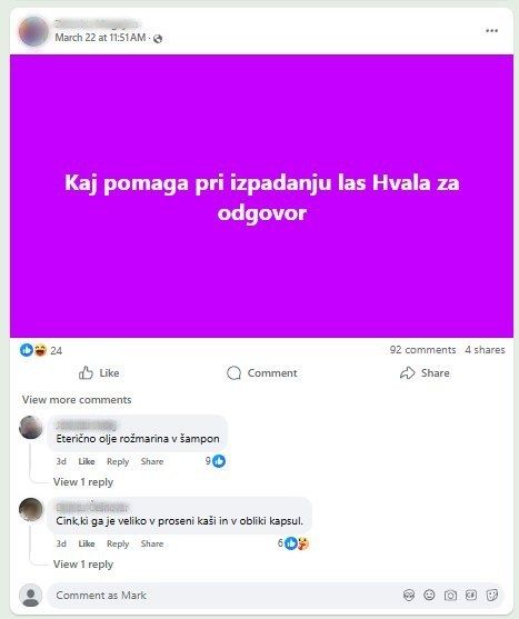 Na koncu vsak izbere tisto, kar mu najbolj ustreza - Facebook/Posnetek zaslona
