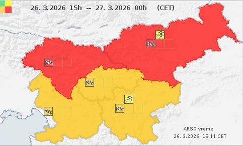 Rdeče opozorilo za sever Slovenije zaradi močnega vetra, drugod velja oranžno