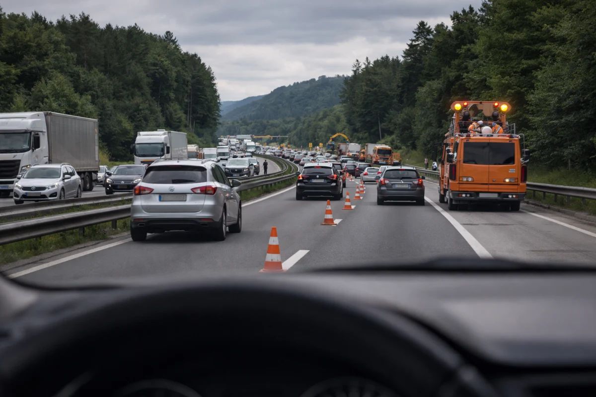 Zastoj na štajerski avtocesti pri Slovenski Bistrici